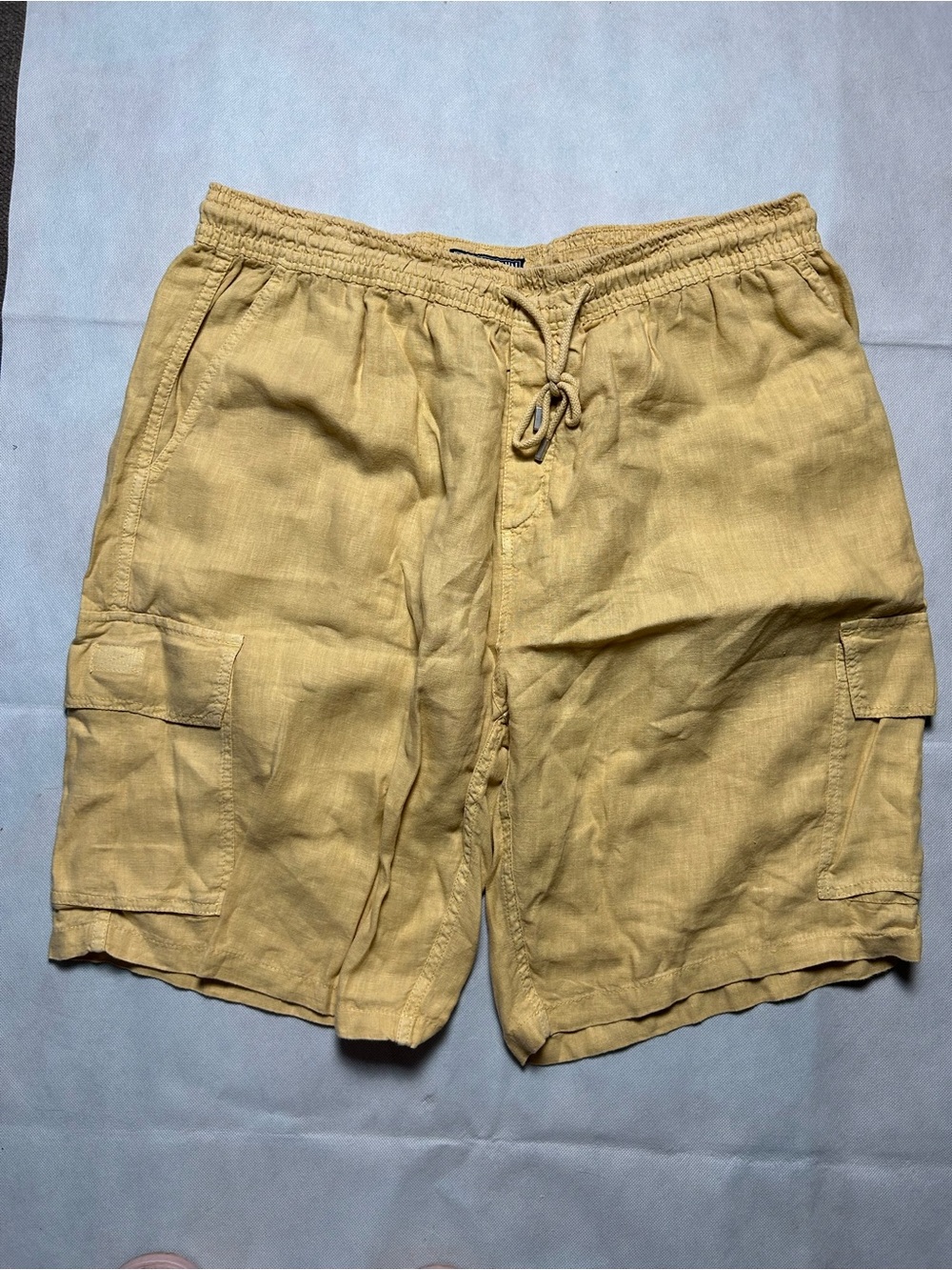 Vilebrequin yellow linen cargo shorts size XXXL